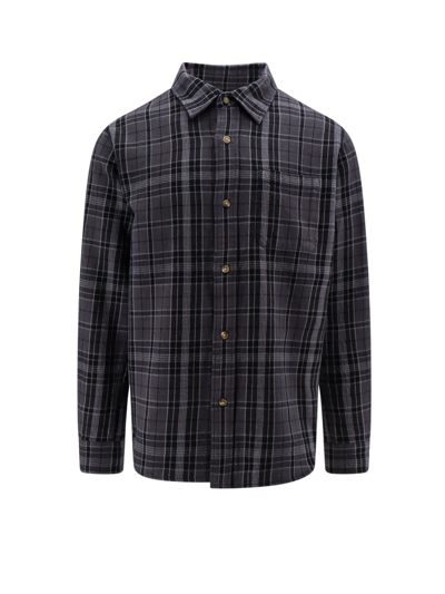 Stussy Cotton Shirt With Madras Motif In Grey