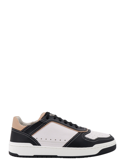 Brunello Cucinelli Colour-block Panelled Leather Sneakers In White