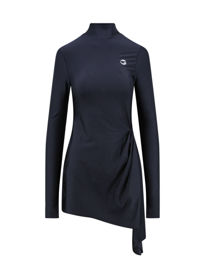 Coperni Asymmetric Midi Dress In Black