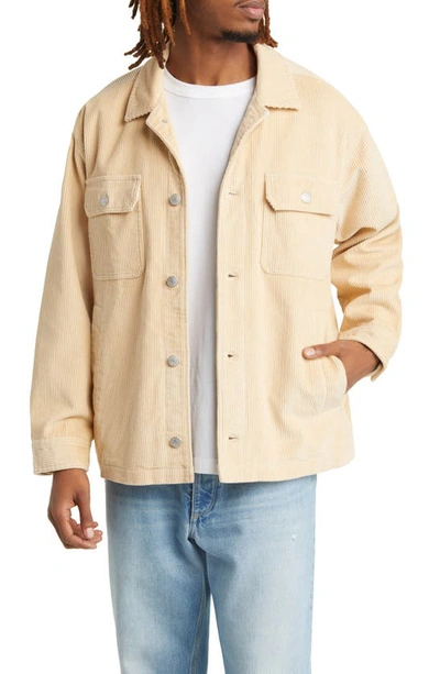 Obey Benny Corduroy Snap-up Shirt Jacket In Irish Cream