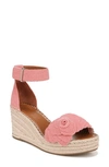 Franco Sarto Clemens-flower Espadrille Wedge Sandals In Coral Pink Fabric