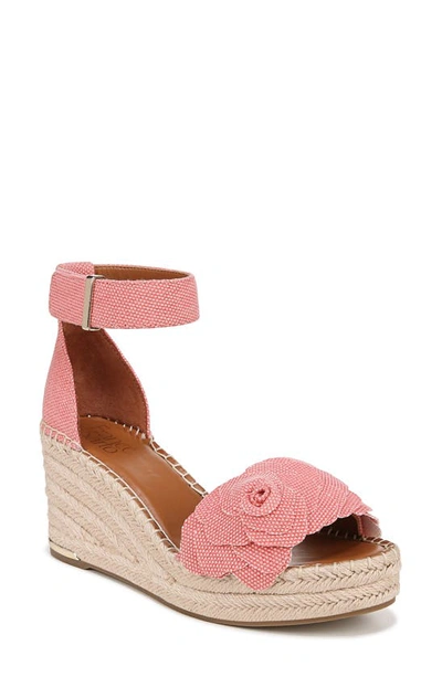 Franco Sarto Clemens-flower Espadrille Wedge Sandals In Coral Pink Fabric