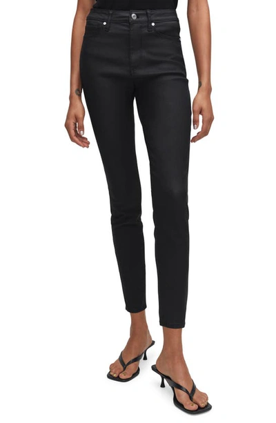 Mango Women's Waxed High-rise Skinny Jeans In Black