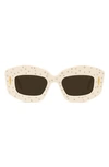Loewe Starry Night Anagram 49mm Small Rectangular Sunglasses In Ivory/brown Solid