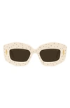 Loewe Starry Night Anagram 49mm Small Rectangular Sunglasses In Shiny Ivory Smoke