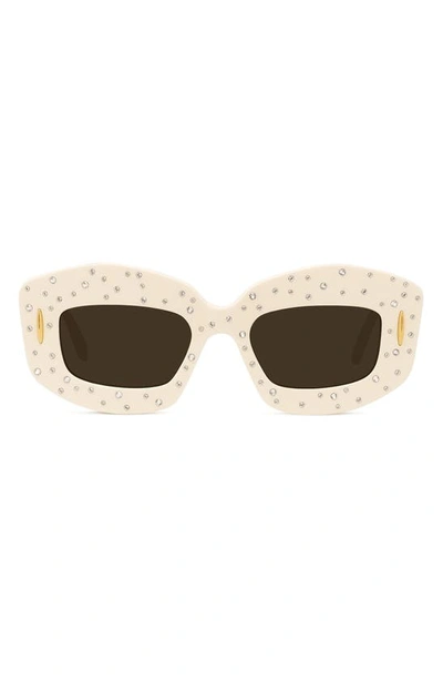 Loewe Starry Night Anagram 49mm Small Rectangular Sunglasses In Ivory/brown Solid