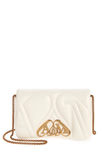 Alexander Mcqueen Mini The Seal Leather Shoulder Bag In Soft Ivory