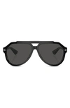 Dolce & Gabbana 60mm Pilot Sunglasses In Dark Grey