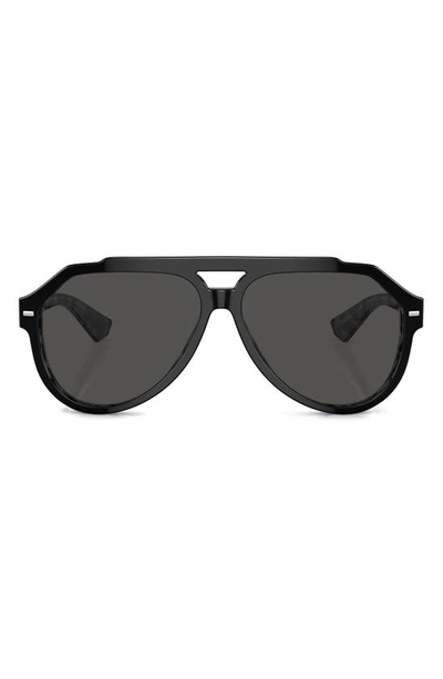 Dolce & Gabbana 60mm Pilot Sunglasses In Dark Grey