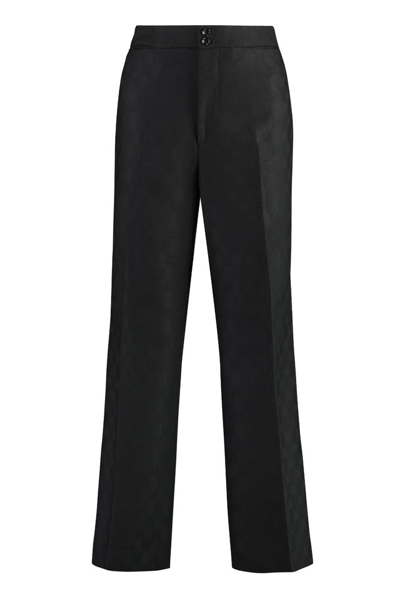 Gucci Gg Wool Jacquard Pant In Black