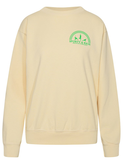 Sporty And Rich Sporty & Rich Fitness Group Crewneck Sweatshirt In Beige