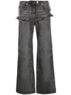 COURRÈGES GREY ONE STRAP STONEWASHED JEANS