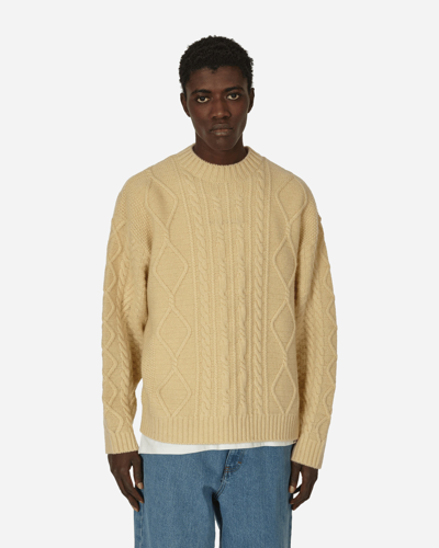 Kapital 5g Wool Cable Knit Profile Rainbowy Patch Sweater Ecru In Beige