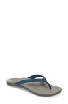 Olukai Ho Opio Flip Flop In Stormy Blue Faux Leather