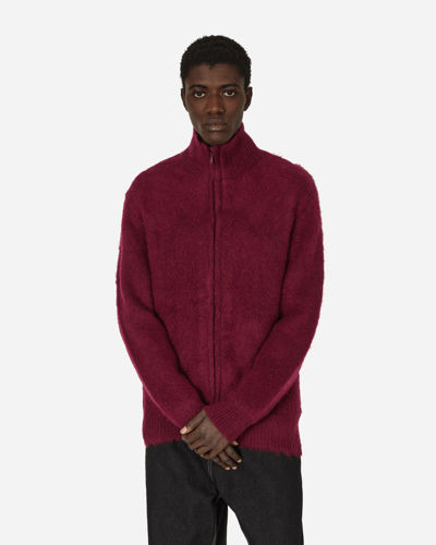 Needles Zipped Mohair Cardigan Bordeaux In Red