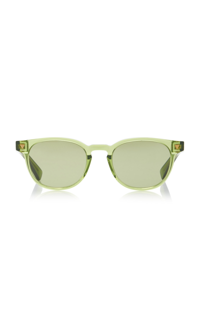 Bottega Veneta Panthos Soft Round-frame Acetate Sunglasses In Green