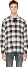 Saint Laurent Plaid Cotton Flannel Shirt In Black
