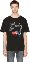 SAINT LAURENT Black 'Bouche' Logo T-Shirt
