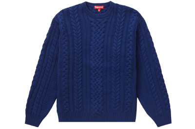 Pre-owned Supreme Appliqué Cable Knit Sweater Navy