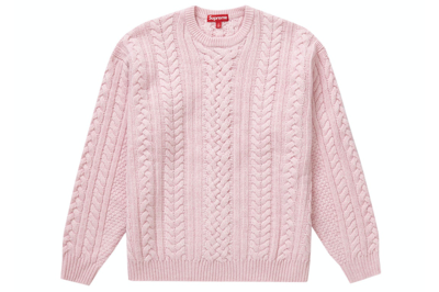 Pre-owned Supreme Appliqué Cable Knit Sweater Pink