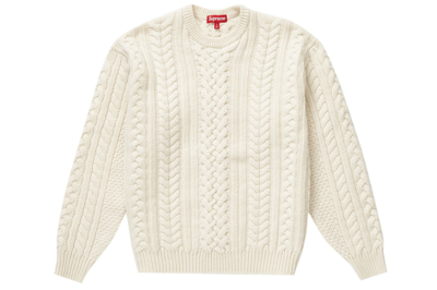 Pre-owned Supreme Appliqué Cable Knit Sweater Ivory