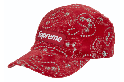 Pre-owned Supreme Velvet Paisley Camp Cap Red