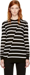 MCQ BY ALEXANDER MCQUEEN Black & White Distort Stripe Swallow Badge Sweater