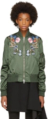 ALEXANDER MCQUEEN ALEXANDER MCQUEEN GREEN FLORAL EMBROIDERED BOMBER JACKET