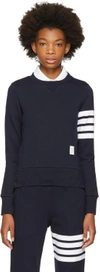 Thom Browne Pullover Sweatshirt With Engineered 4 Bar In Classic Loopback Clothing In 415 Navy