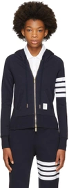 Thom Browne Navy Classic Four Bar Hoodie In 415 Navy