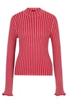 HUGO MOCK-NECK SWEATER IN RIBBED COTTON WITH FRILLED SEAMS