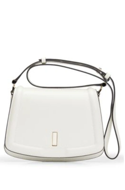Hugo Boss Leather Saddle Bag With Branded Hardware In White