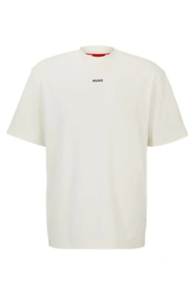 Hugo Cotton-jersey Relaxed-fit T-shirt With Logo Print In White