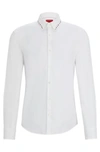 Hugo Slim-fit Shirt In Stretch Cotton With Studded Collar In White