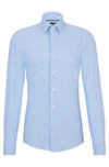 Hugo Boss Boss Hank Slim Fit Stripe Cotton Blend Dress Shirt In Light Blue