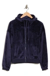 90 Degree By Reflex Double Butter Fleece Zip-up Hoodie In Evening Blue