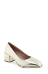 Aerosoles Alae Block Heel Pump In Soft Gold Leather