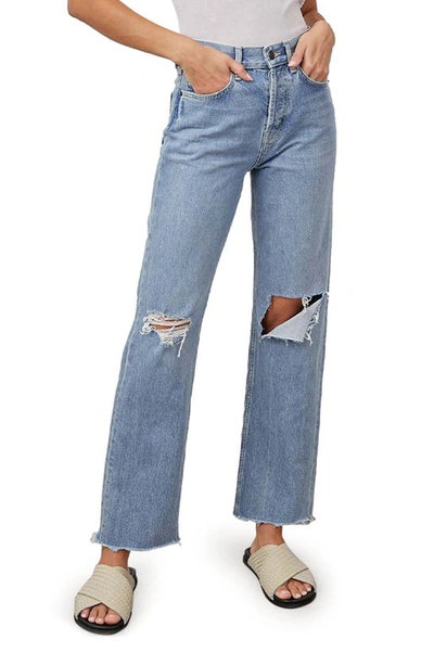 Rails The Topanga High Waist Straight Leg Jeans In Faded Blue Destroy