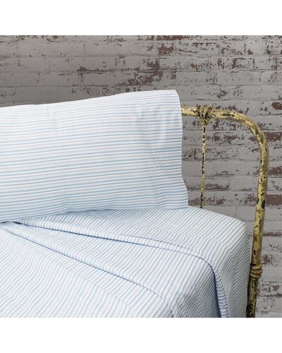 Melange Home Set Of Two 200 Thread Count Cotton Percale Shirt Stripe Pillowcases In Blue