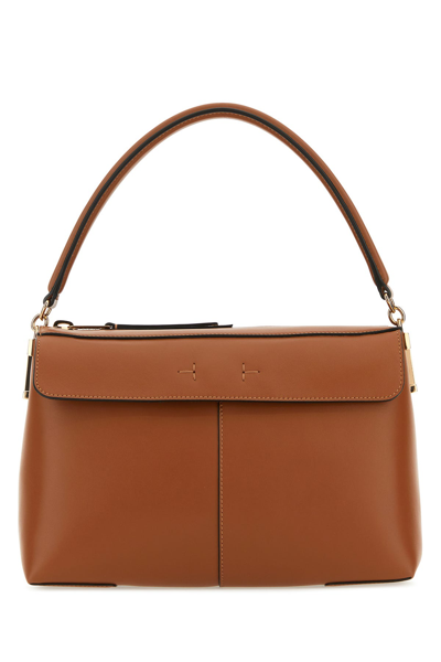 Tod's Leather T Case Handbag With Round Handle In Brown