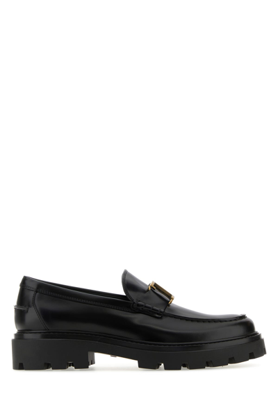 Tod's T-logo Leather Chunky Loafers In Black