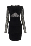 Philosophy Di Lorenzo Serafini Black Chantilly-lace Ruched Minidress