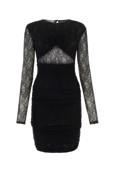 Philosophy Di Lorenzo Serafini Black Chantilly-lace Ruched Minidress