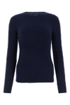 Polo Ralph Lauren Womens Hunter Navy Cable-knit Round-neck Cashmere Jumper