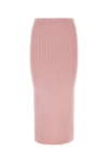 Alessandra Rich Cotton Blend Ribbed Midi Skirt With Elastic Waistband In Pink