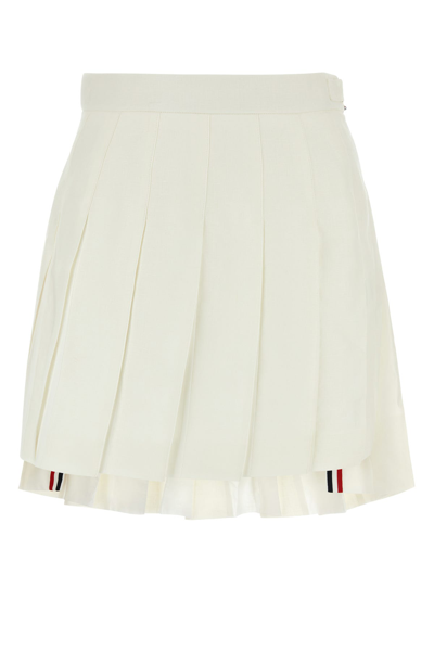Thom Browne Woman White Wool Skirt In Beige