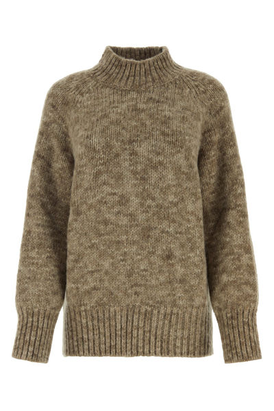 Maison Margiela Woman Melange Cappuccino Alpaca Blend Jumper In Brown