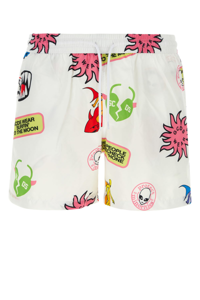 Gcds Graphic-print Swim Shorts In Pink