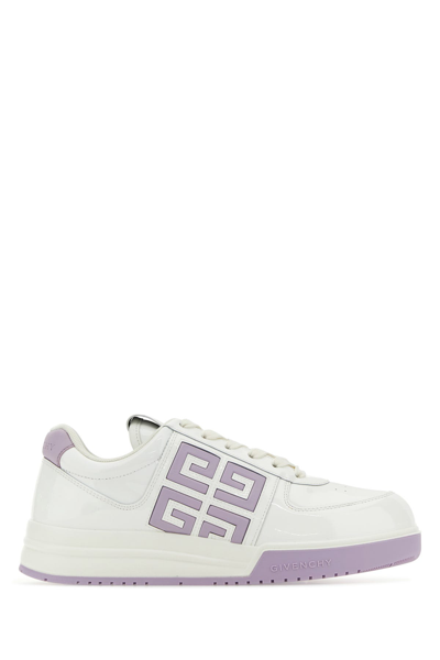 Givenchy Patent Leather Sneakers With Lateral 4g Logo In Bianco