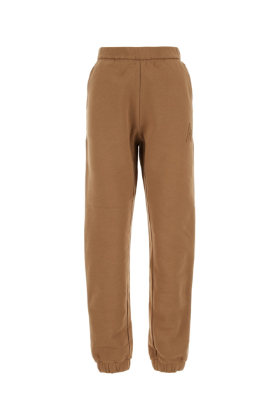 Attico Embroidered Logo Tapered Track Pants In Brown